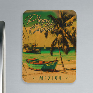 Playa del Carmen Mexico Vintage Travel Palm Beach Magnet