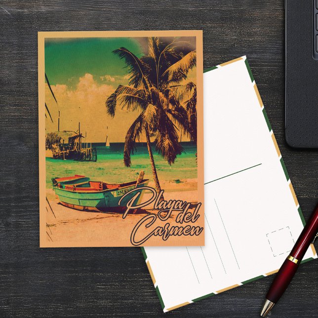 Playa del Carmen Mexico Vintage Travel Palm Beach Postcard (Creator Uploaded)