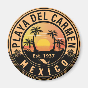 Playa del Carmen Palm Tree Retro 80s Mexican Playa Magnet