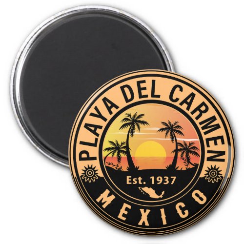 Playa del Carmen Palm Tree Retro 80s Mexican Playa Magnet