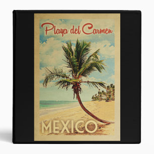 Playa del Carmen Palm Tree Vintage Travel 3 Ring Binder