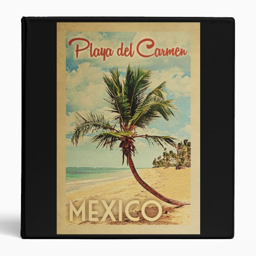 Playa del Carmen Palm Tree Vintage Travel 3 Ring Binder