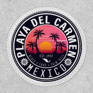 Playa del Carmen Retro Sunset Palm trees 1960s Patch