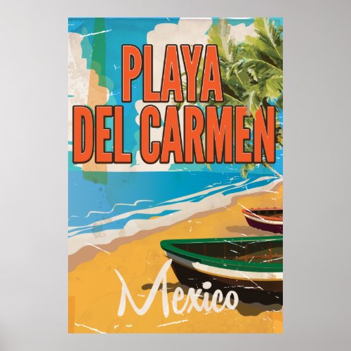 Playa del Carmen Vintage travel poster print