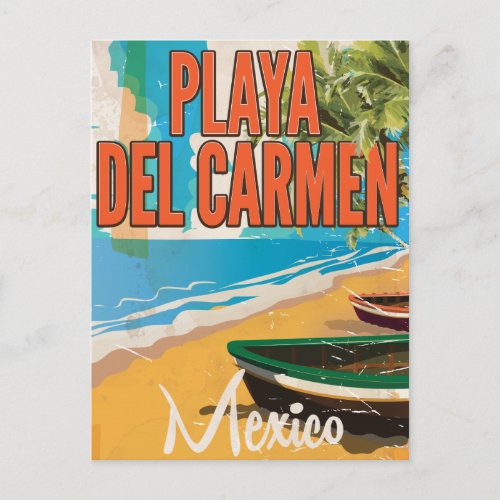 Playa del Carmen Vintage travel poster print Postcard