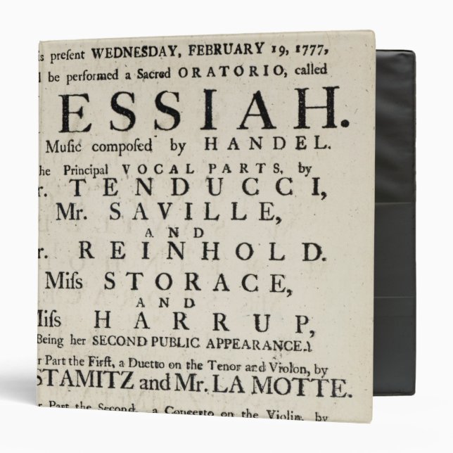 Playbill advertising a performance 3 ring binder (Front/Inside)