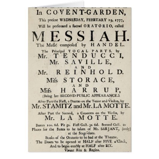 Playbill advertising a performance cards (Front)