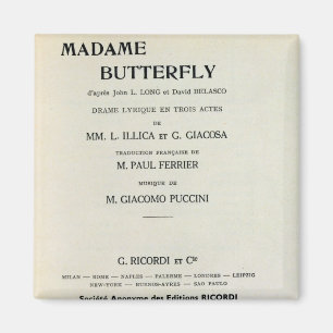 Playbill for Madame Butterfly by Giacomo Magnet