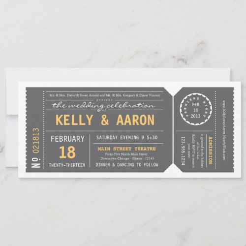 Playbill Theater Ticket Wedding Invitation - Gray