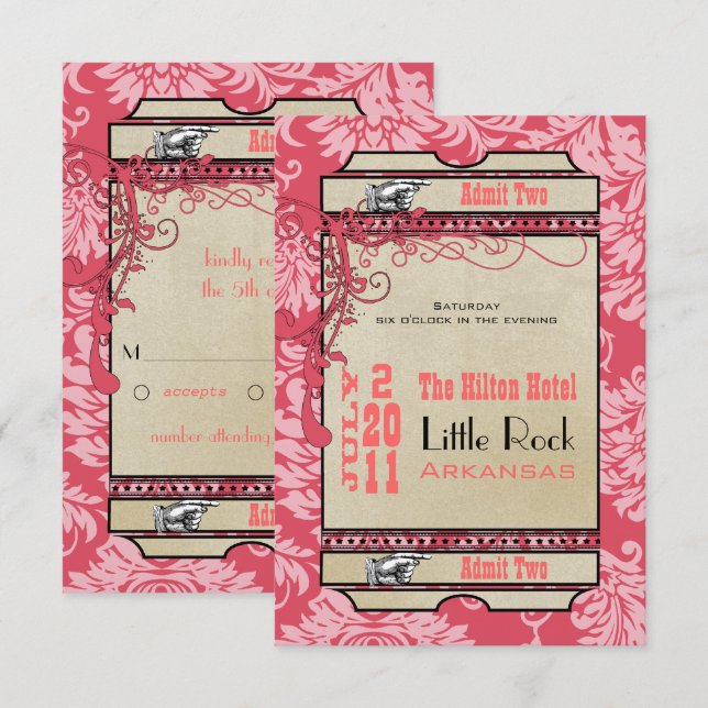 Playbill Ticket RSVP  (3.5 x 5) Invitation (Front/Back)