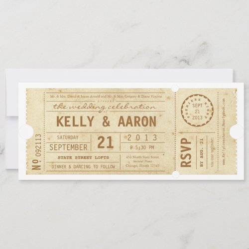 Playbill Vintage Theater Ticket Wedding Invitation