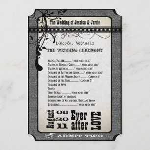 Playbill Wedding Program Metallic Silver