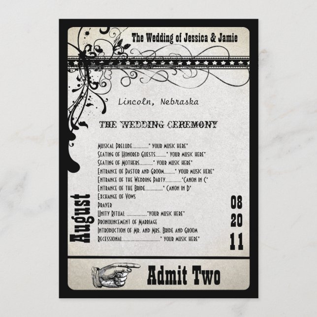 Playbill Wedding Program Metallic Silver (Front)