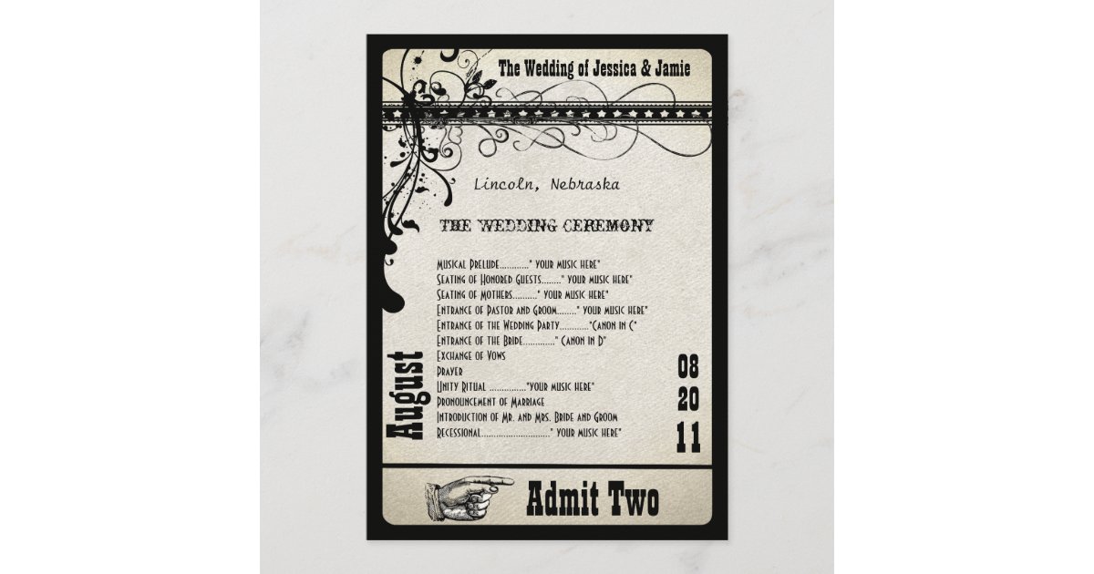 Playbill Wedding Program Metallic Silver | Zazzle