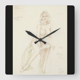 Playboy Vargas Girl Pin Up Art Square Wall Clock