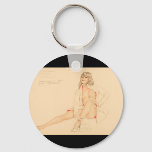 Playboy Vargas Girl preliminary drawing Pin Up Art Keychain