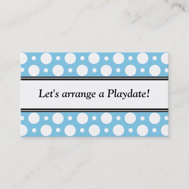 Playdate Blue Polka Dots Business Cards (Front)