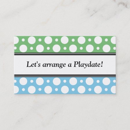 Playdate Green Blue Polka Dots Business Cards