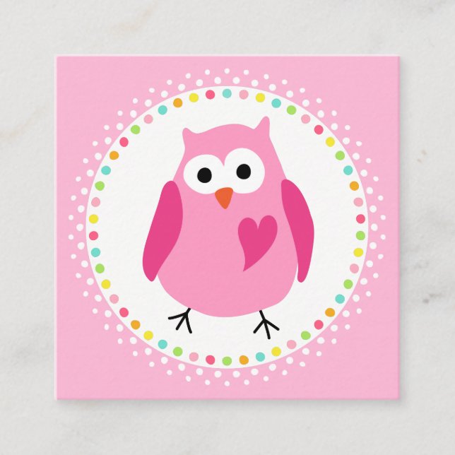 Playdate mommy calling cards with cute owl (Front)