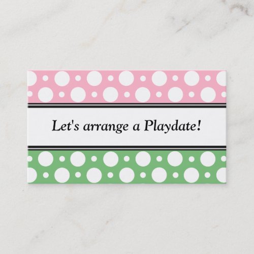 Playdate Pink Green Polka Dots Business Cards
