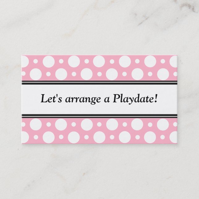 Playdate Pink Polka Dots Business Cards (Front)