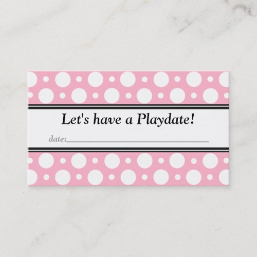 Playdate with Date Pink Polka Dots Business Cards