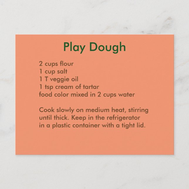 Playdough Recipe Postcard in Autumn Colors (Front)