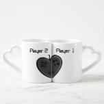 Player 1 & 2 Couple Gamer Heart Coffee Mug Set<br><div class="desc">This design features a (heart shaped) controller for video games and reads player 1 and player 2 respectively over each cup. Perfect for couples that game together or a Valentine's gift.</div>