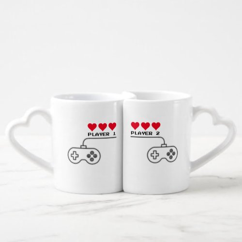 Player 1  2 Gaming Couple Matching Coffee Mug Set