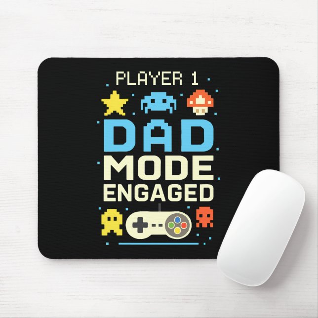 Player 1 Dad Mode Engaged  Mouse Pad (With Mouse)