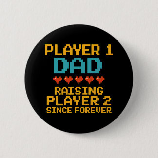 Player 1 Dad Retro Gamer Button