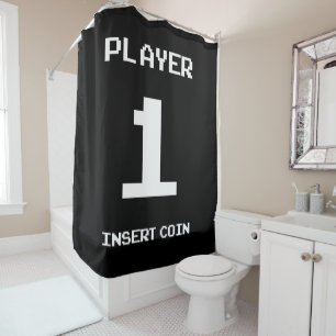 Player 1 gamer design shower curtain