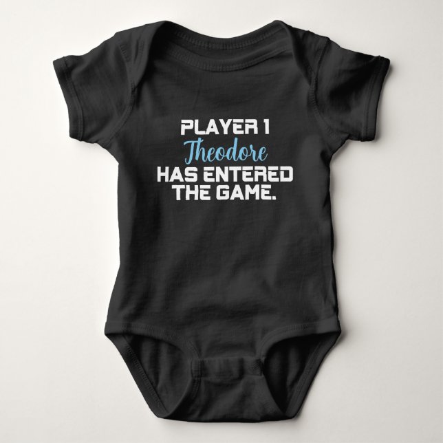 Player 1 Has Entered with Newborn Name Introductio Baby Bodysuit (Front)