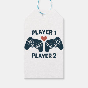 Player 1 Player 2 Couple Gamer Sticker Gift Tags