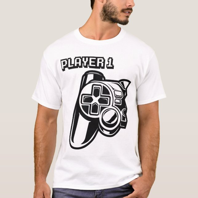 Player 1 Player 2 Gamer Couple T-Shirt (Front)