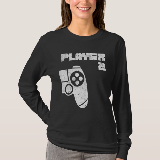 Player 1 Player 2 Gamer Matching Brothers Friends  T-Shirt (Front)