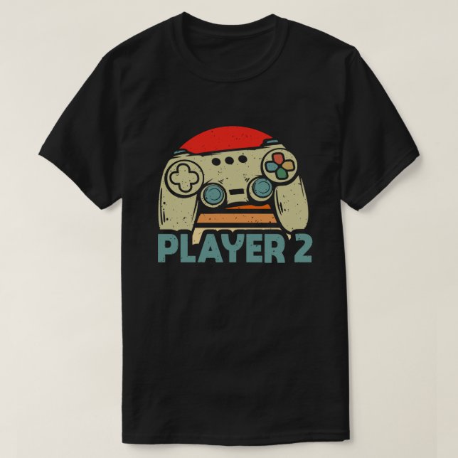 Player 1 Player 2 Matching Gamer Couple  T-Shirt (Design Front)
