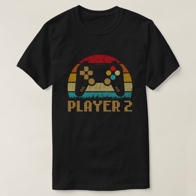 Player 1 Player 2 Matching Gamer Couple T-Shirt (Design Front)