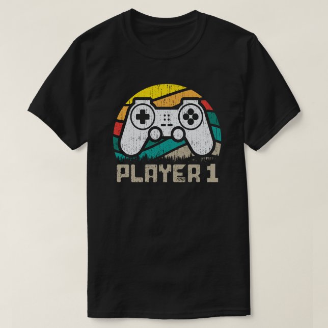 Player 1 Player 2 Matching Gamer Couple T-Shirt (Design Front)