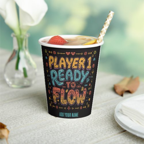Player 1 Ready To Flow Retro Arcade Gamer Personal Paper Cups