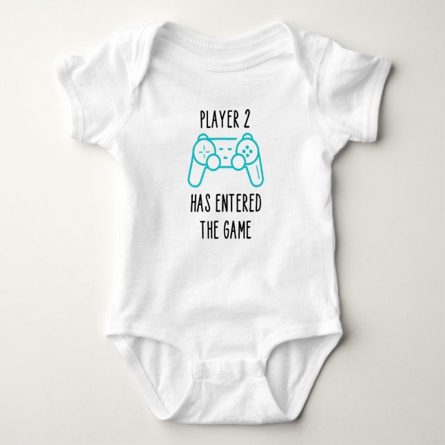 Player 2 Has Entered Game Baby Announcement Baby Bodysuit (Front)