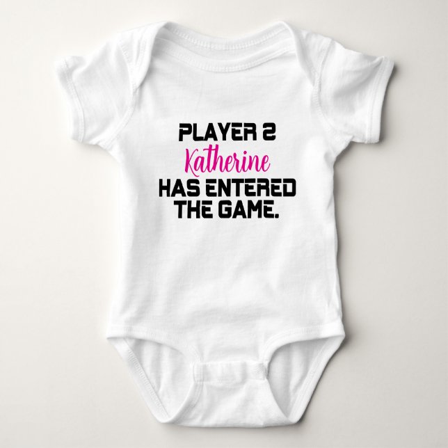 Player 2 Has Entered with Newborn Name Introductio Baby Bodysuit (Front)