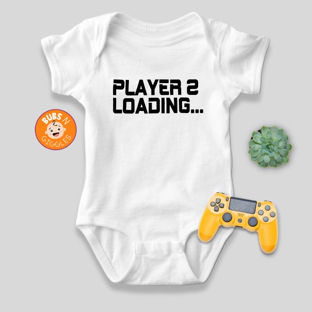 Player 2 Loading Gamer Mom Pregnancy Announcement Baby Bodysuit (Creator Uploaded)