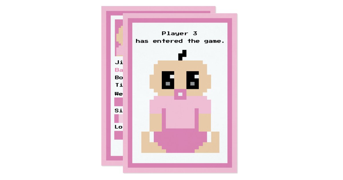 Player 3 Entered Game Baby Girl Arrival Card Zazzle Com