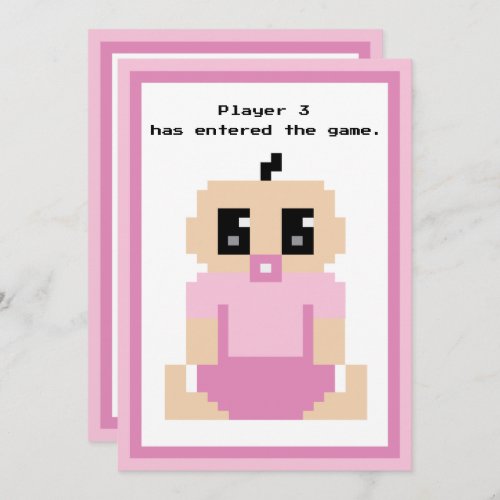 Player 3 Entered Game Baby Girl Arrival Card