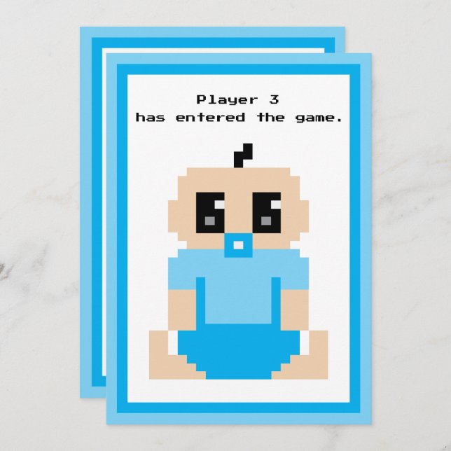 Player 3 Entered The Game Baby Boy Announcement (Front/Back)