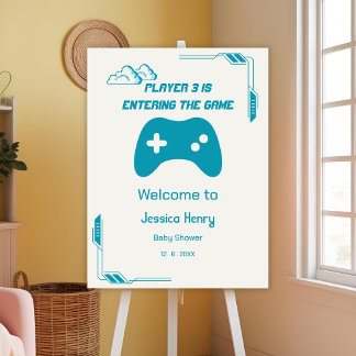 Player 3 Gaming Video Game Baby Shower Welcome Foam Board