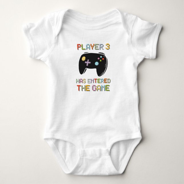 Player 3 Has Entered The Game Pregnancy Reveal Baby Bodysuit (Front)