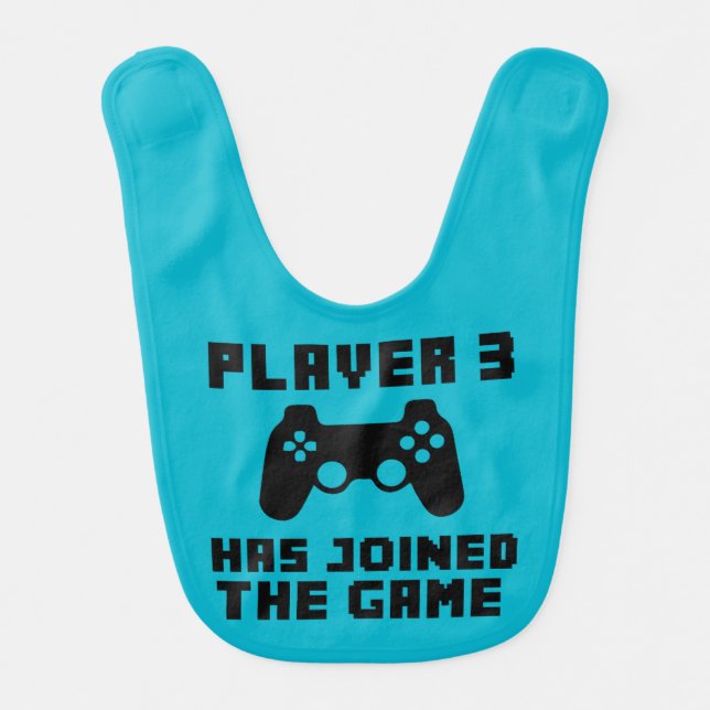 Player 3 has joined the game funny baby bib (Front)