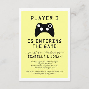 Player 3 Video Game Baby Couple Shower Invitation